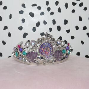 Disney Little Mermaid Tiara Silver Seashell Starfish Princess Crown